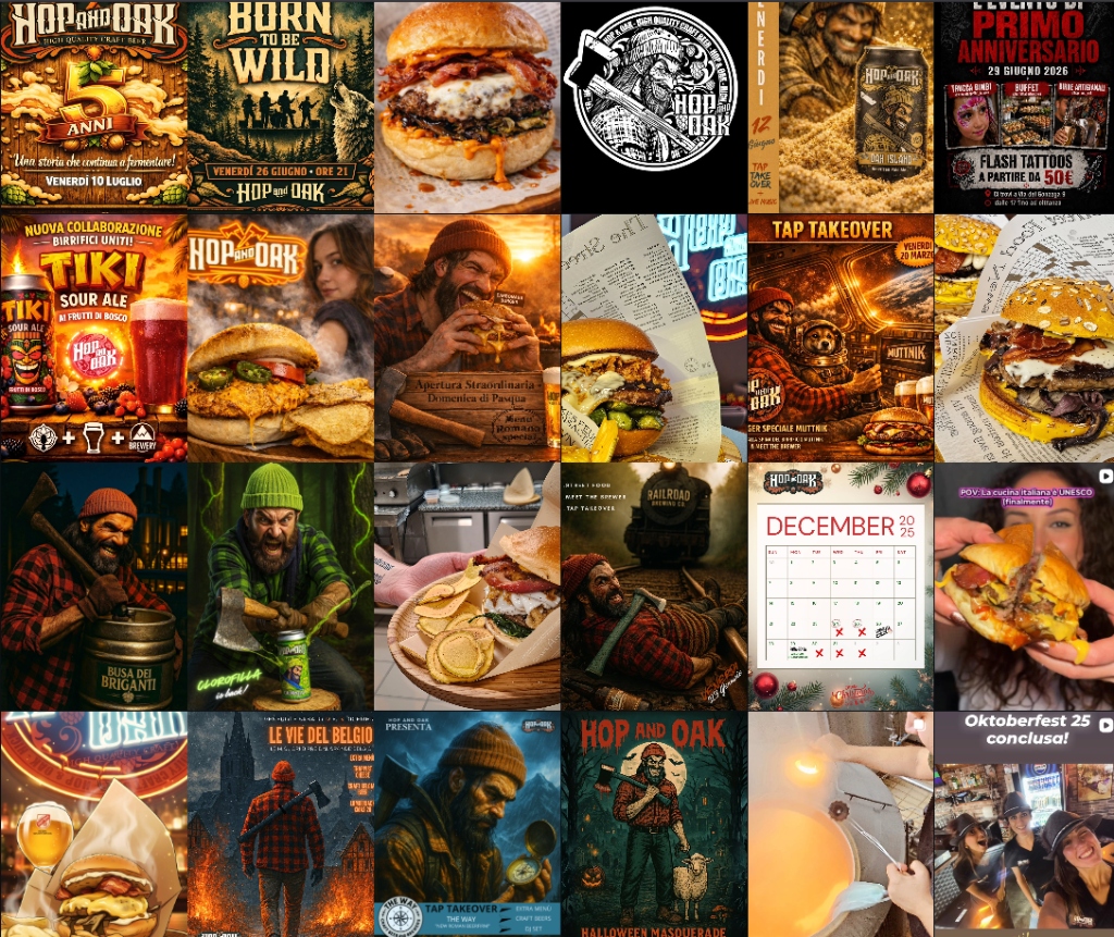 Il feed Instagram di Hop & Oak: eventi, birre e burger